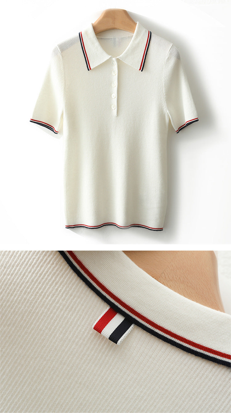 Retro Short-Sleeve Polo Sweater