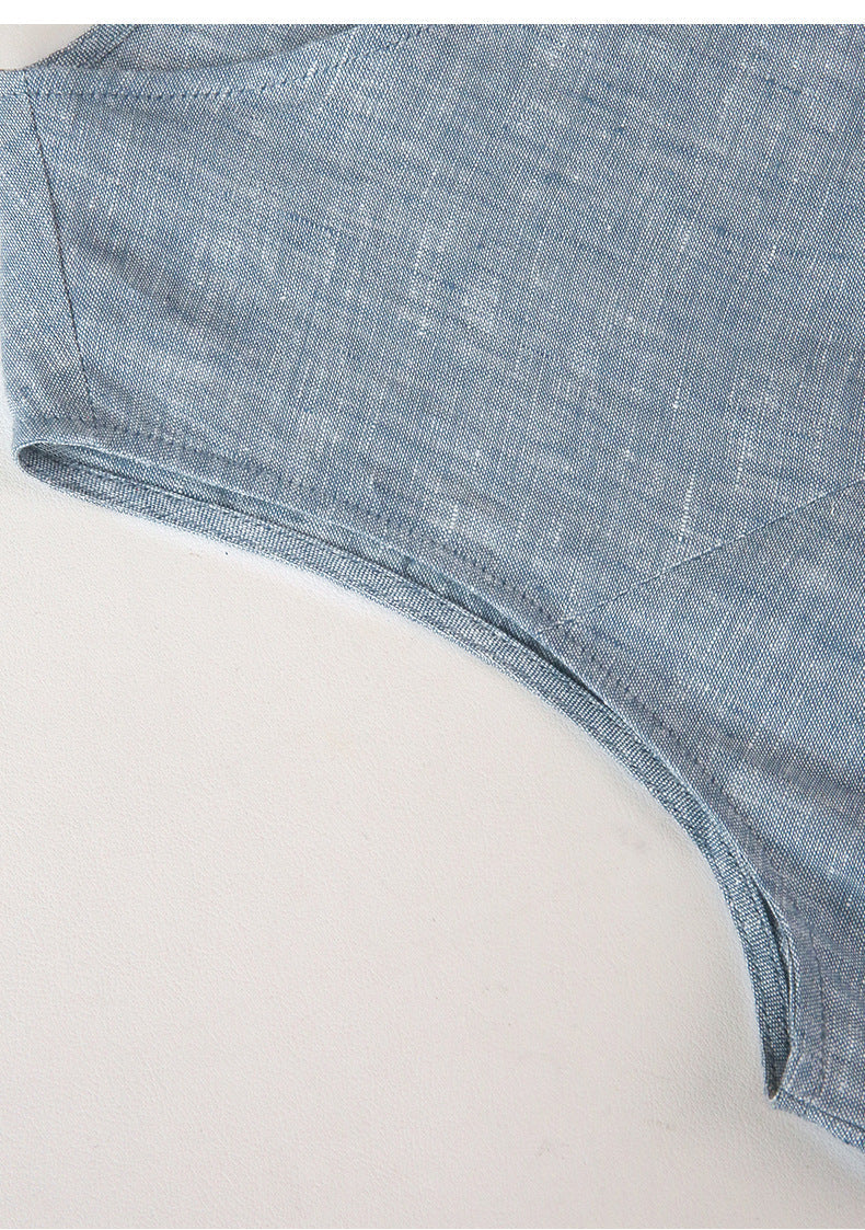 Mid-Length Crew Neck Linen Vest