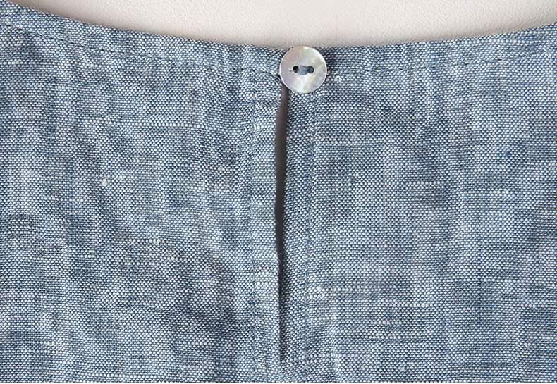 Mid-Length Crew Neck Linen Vest