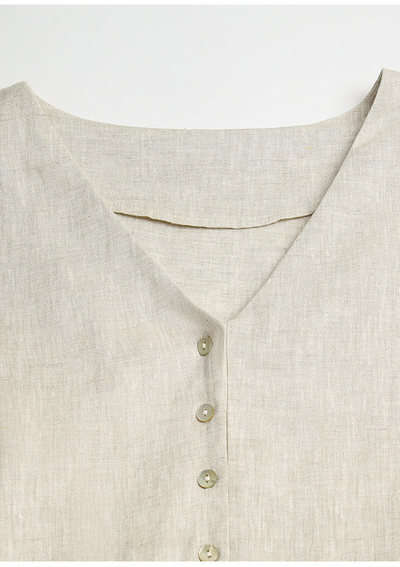 Versatile Casual Linen V-Neck Shirt