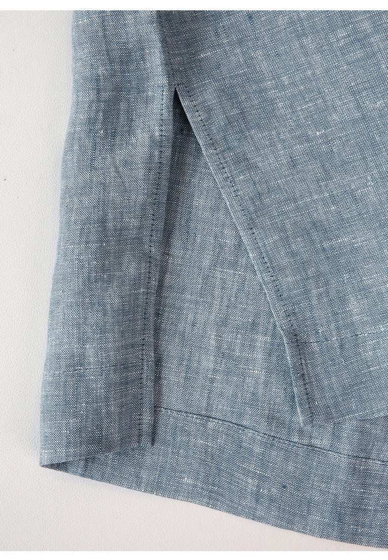 Mid-Length Crew Neck Linen Vest