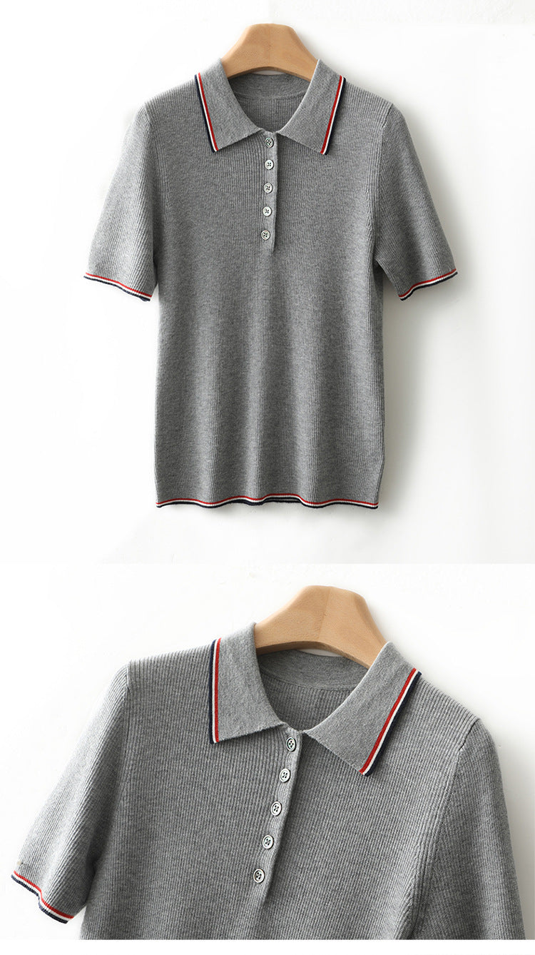 Retro Short-Sleeve Polo Sweater